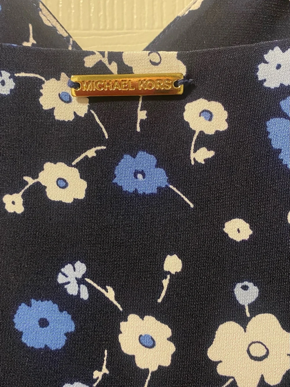 Michael Kors Navy Maxi Skirt with Blue & White Floral Print